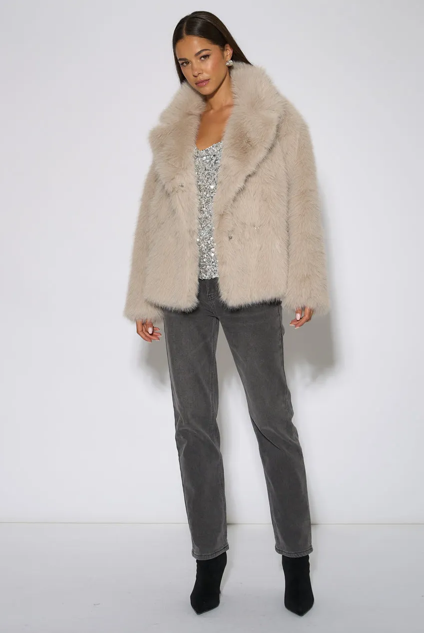 Gini London Blonde giacca pelliccia ecologica beige