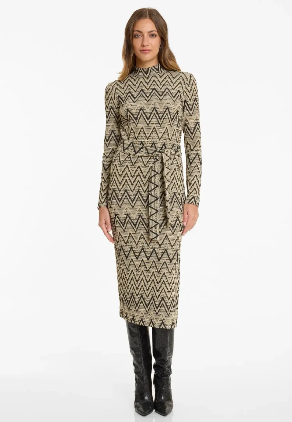 Ana Alcazar Ashana abito tubino zigzag beige