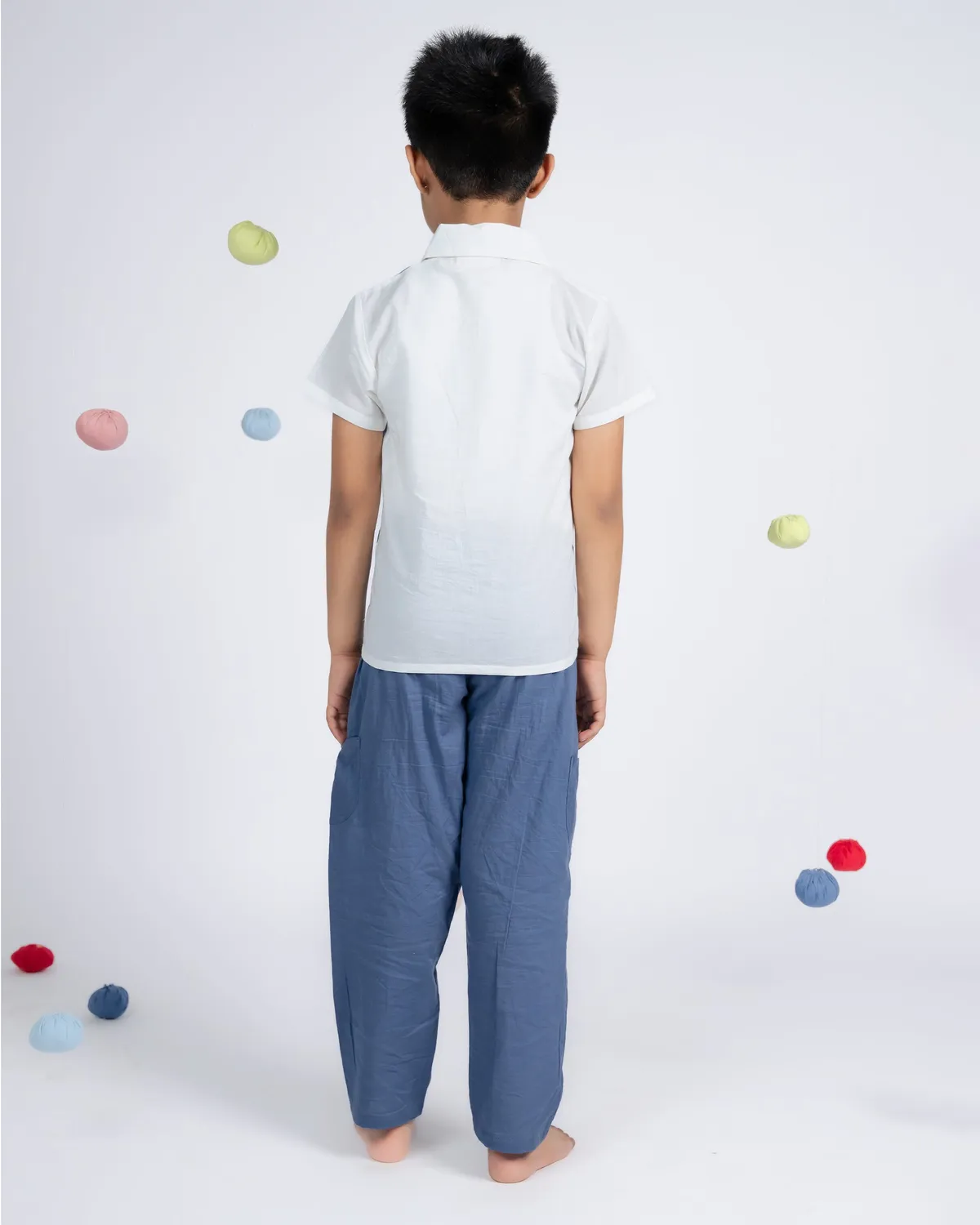 Our Dve Urban Boy completo bambino camicia pantalone blu cotone
