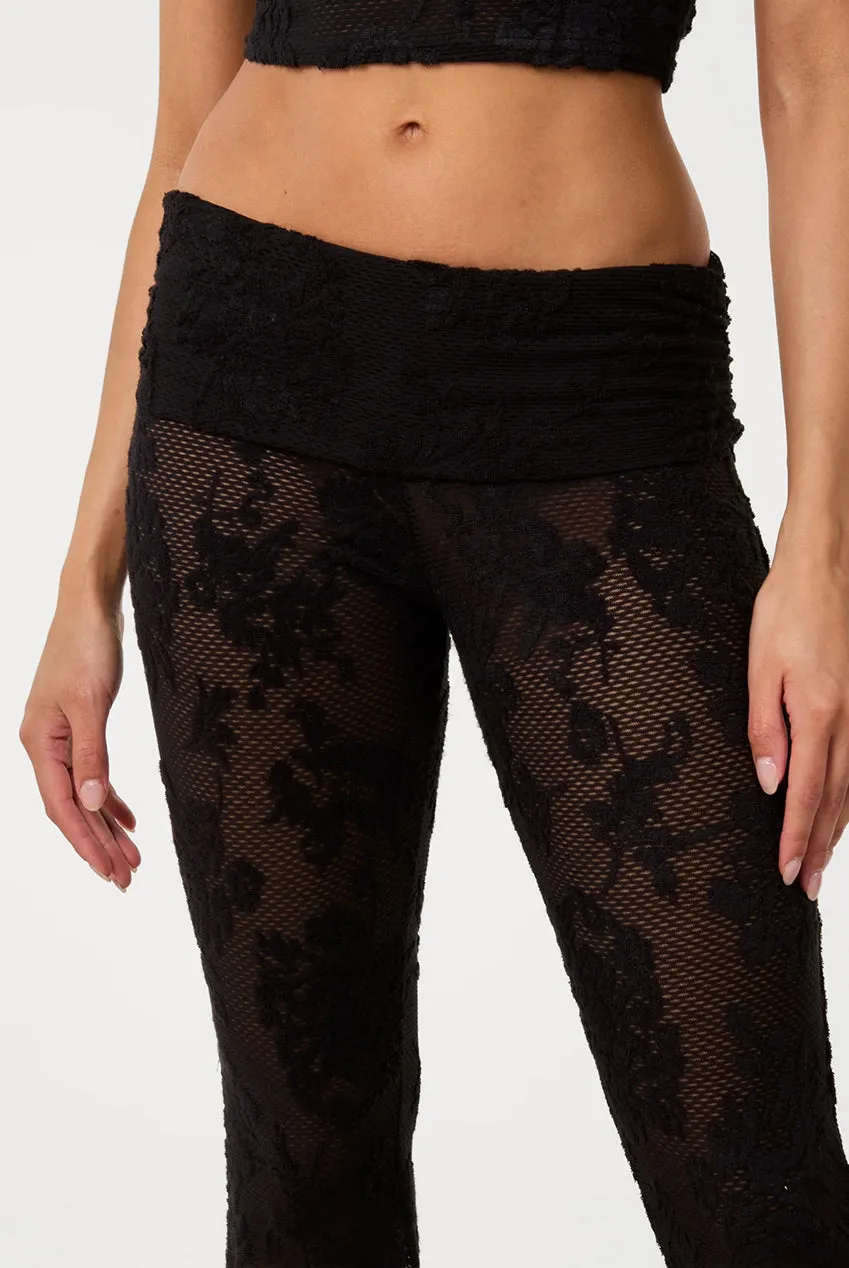 Pink Vanilla Crochet Lace pantaloni flare neri S/M pizzo