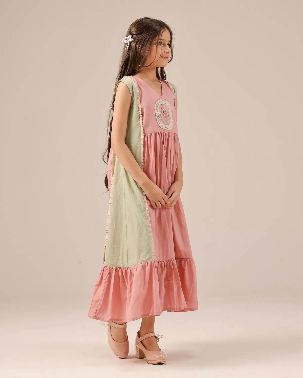 Our Dve Merry Berry completo abito giacca verde bambina