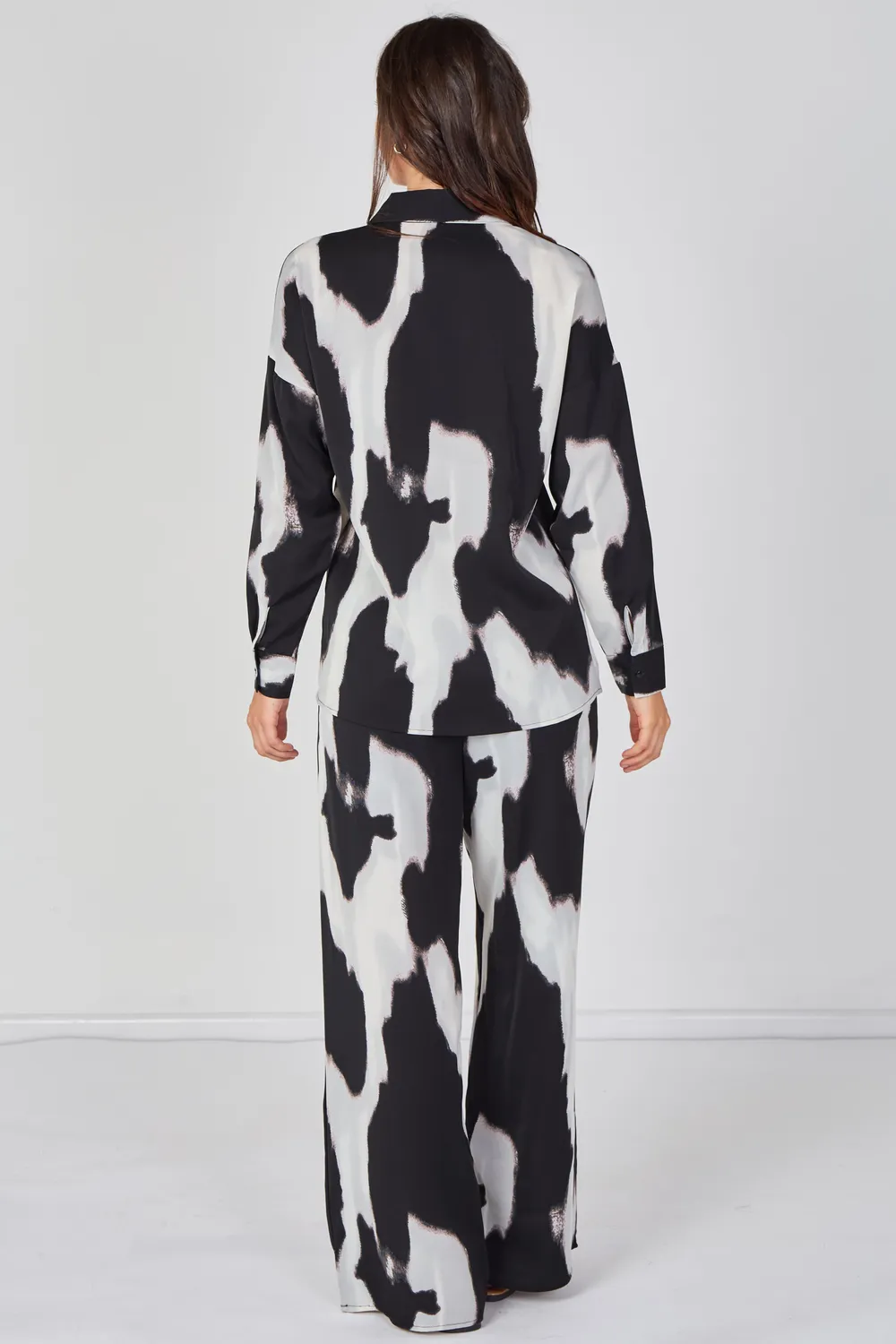LOVE SUNSHINE Abstract set coordinato nero stampa pantalone