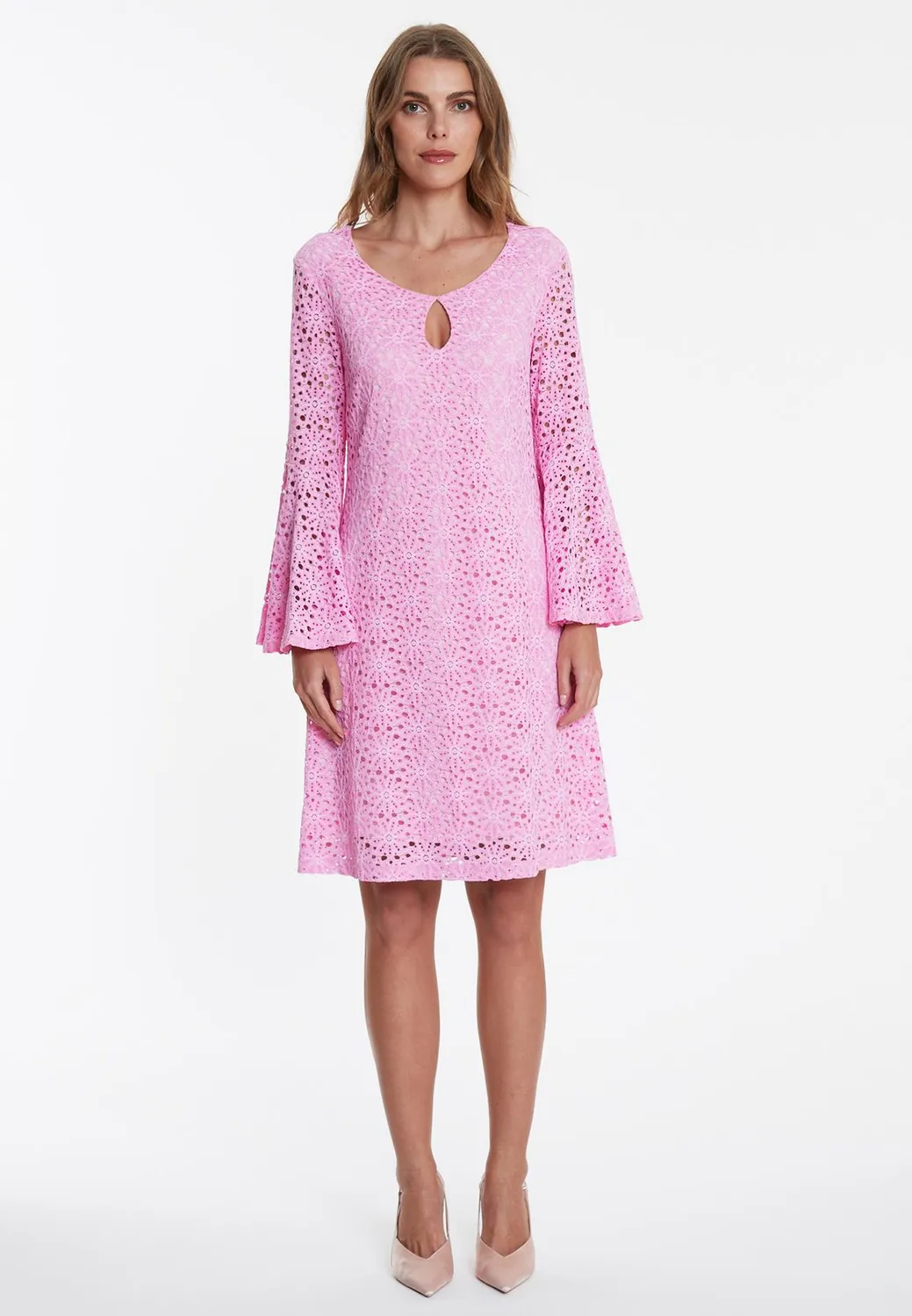 Ana Alcazar Wafia tunica pizzo rosa maniche tromba