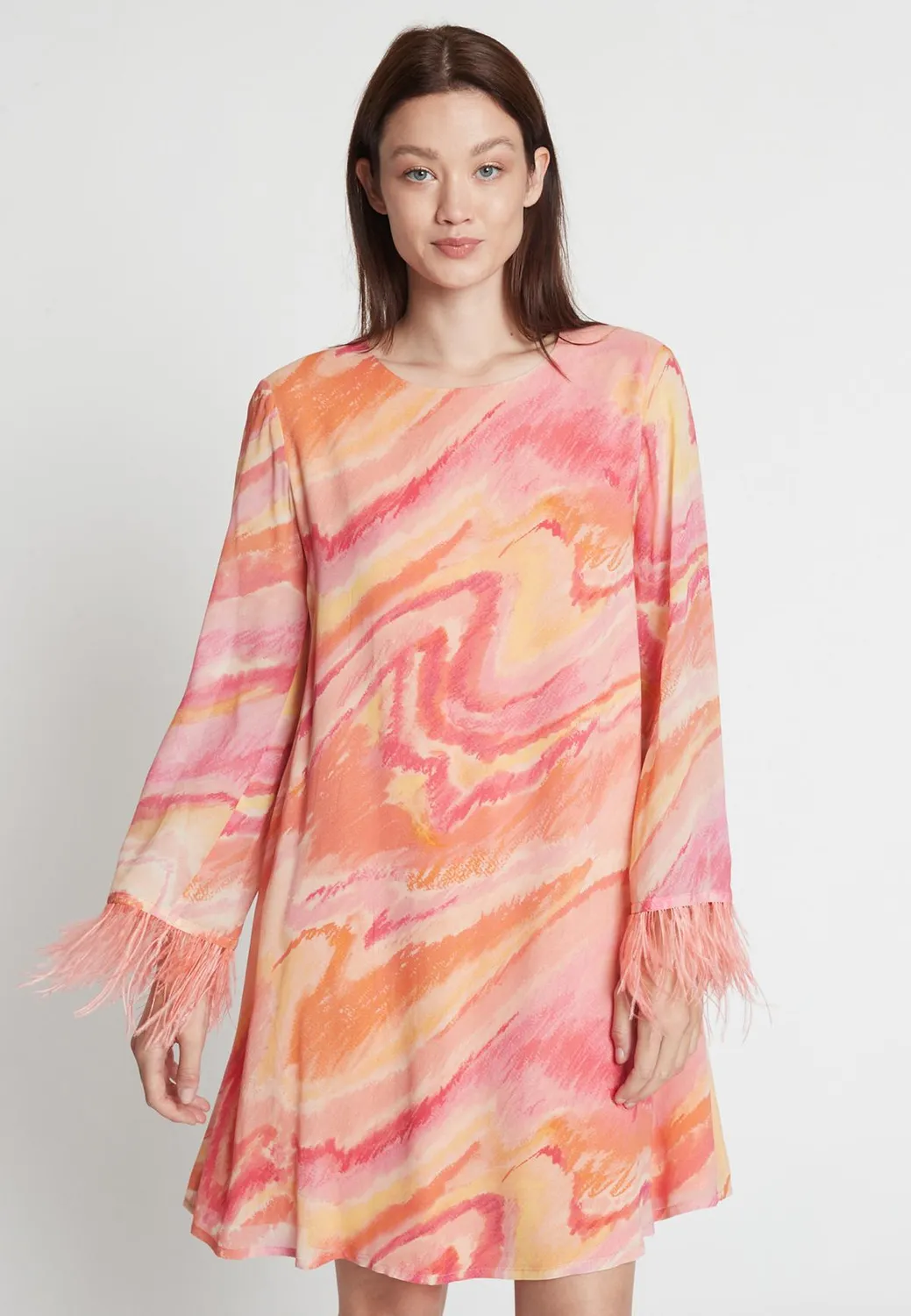 Ana Alcazar Refora abito cocktail chiffon arancione