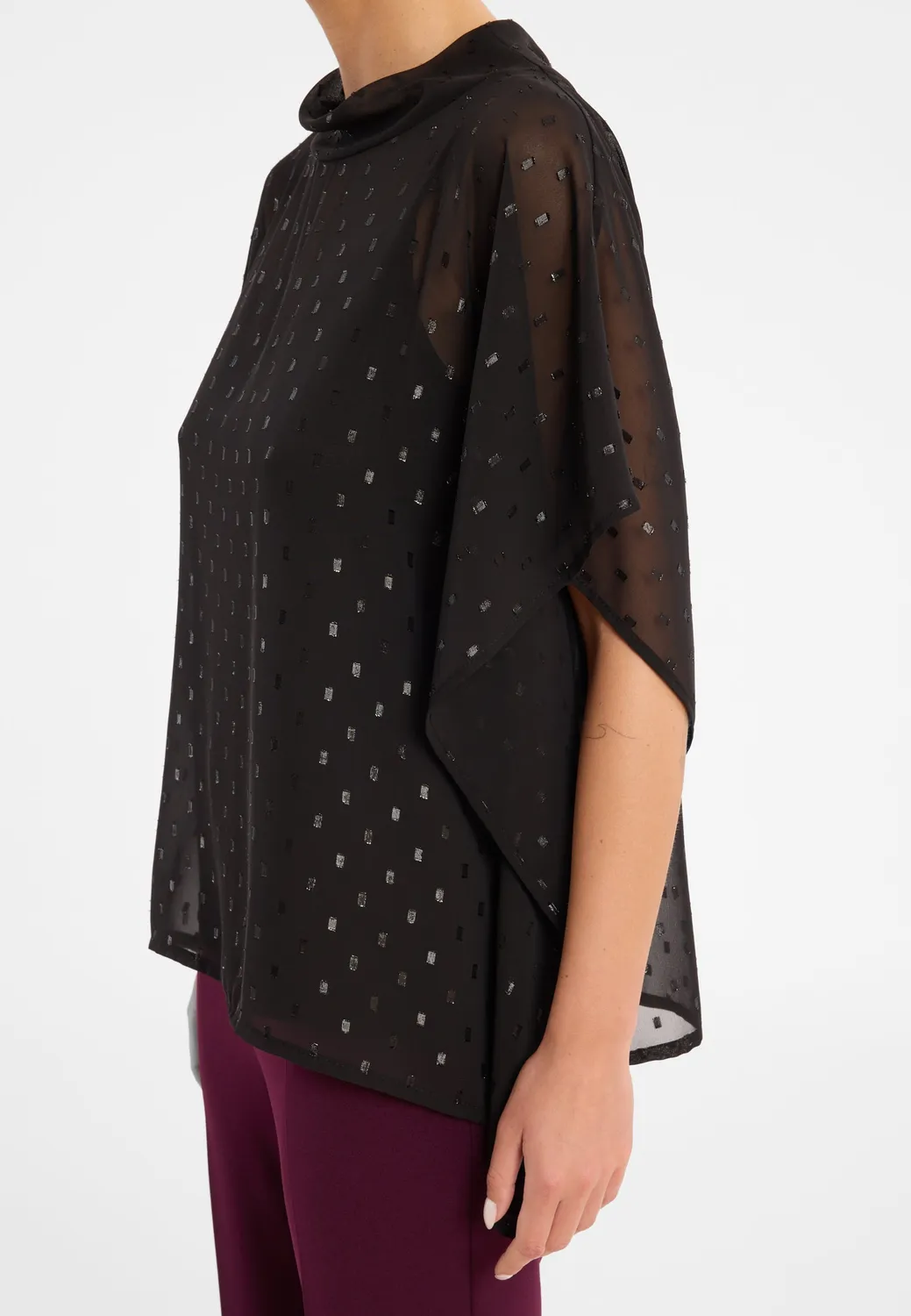 Ana Alcazar Cibini top chiffon nero glitter