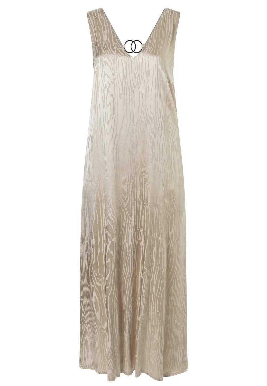 Ana Alcazar Zarena maxi abito oro satin scollo V