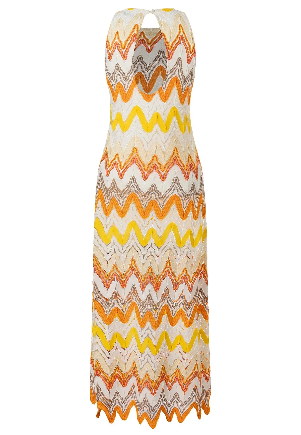 Ana Alcazar Zitara abito maxi giallo zigzag
