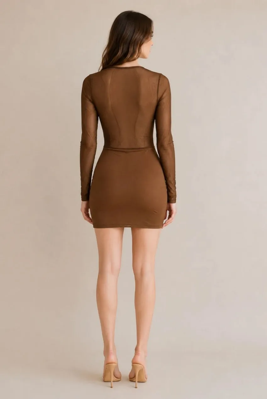 Avinci Luxe Edition abito mini corsetto cioccolato pizzo