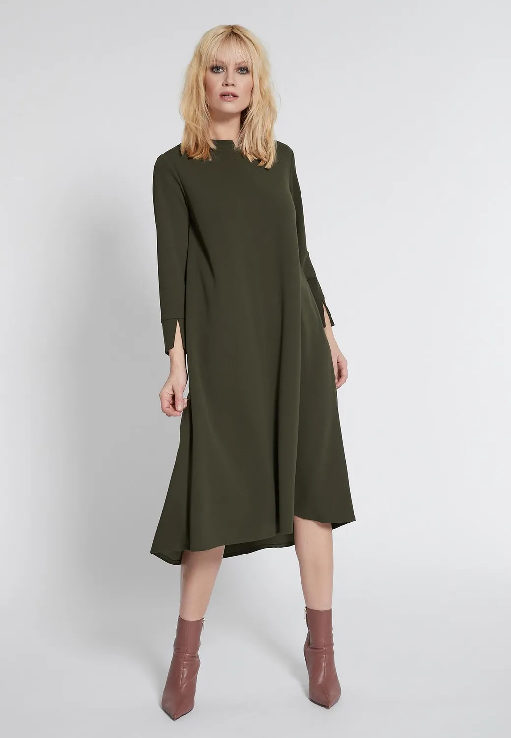 Ana Alcazar Haneka vestito midi kaki svasato