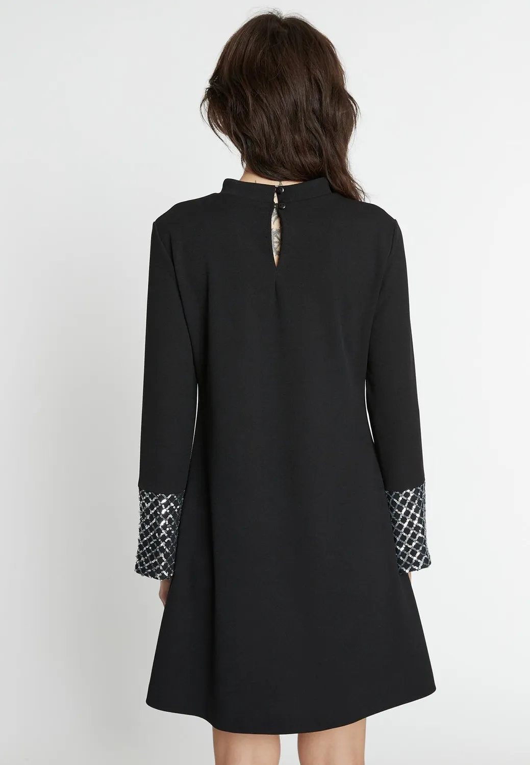 Ana Alcazar Odani abito nero corto paillettes