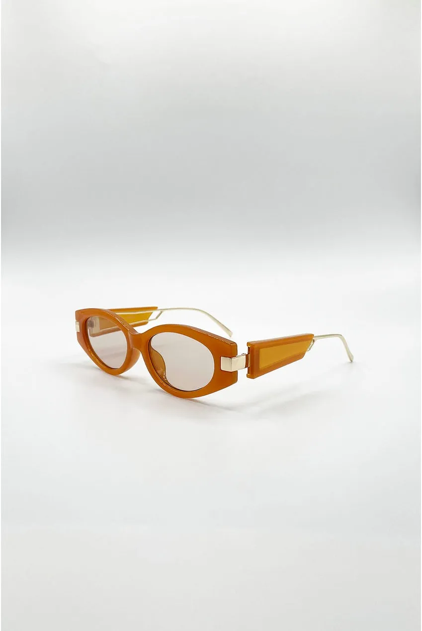 SVNX Oval Metal occhiali da sole arancioni UV400