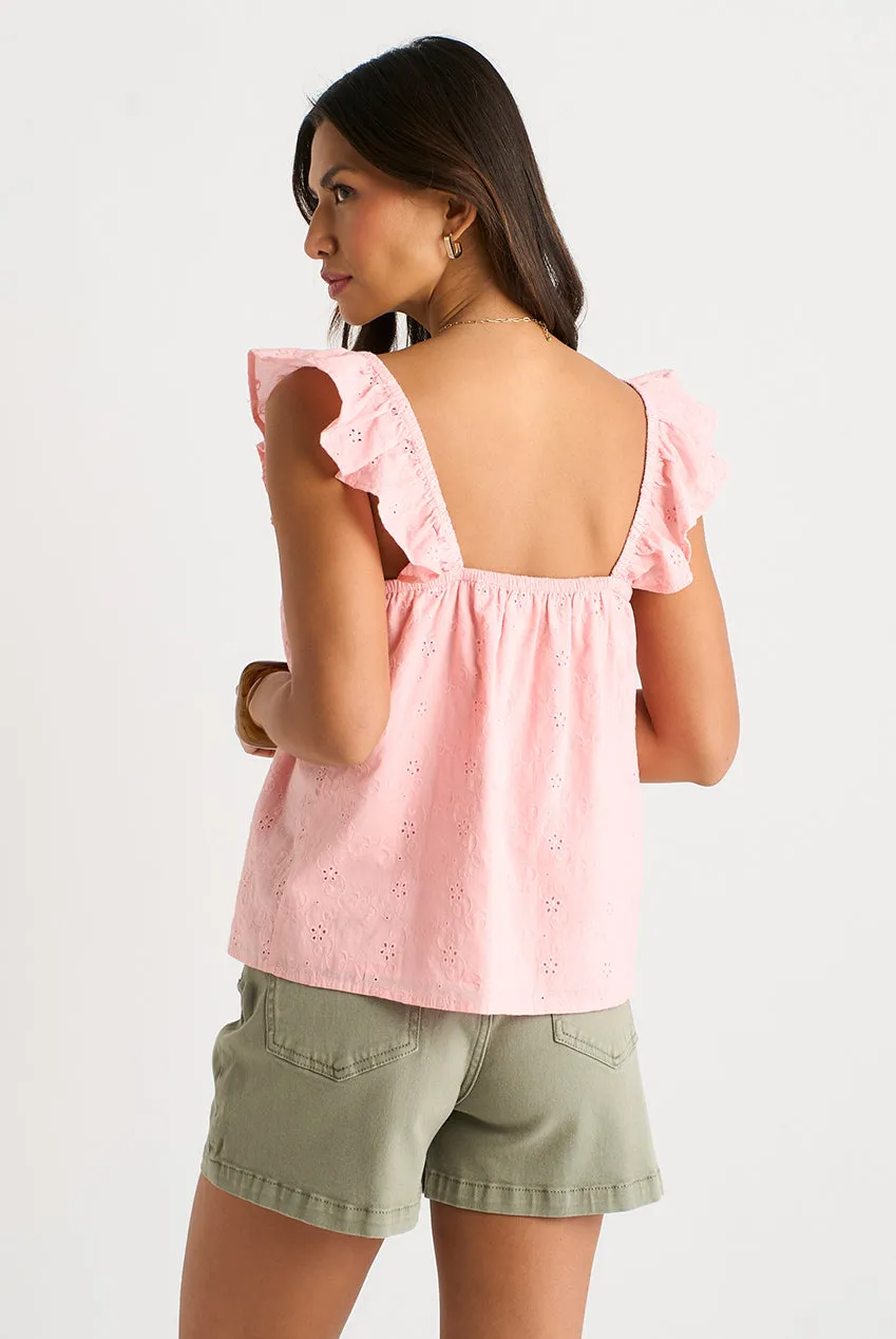 Gini London Top Rosa Pizzo Sangallo Volant
