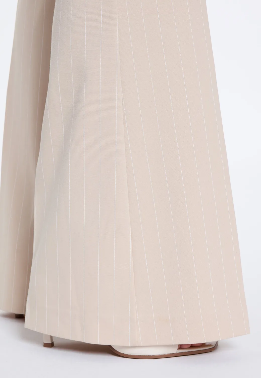 Ana Alcazar Divia pantaloni zampa beige gessati vita alta
