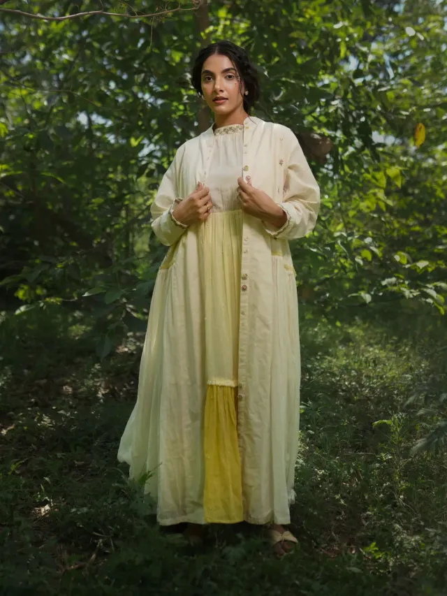 Our Dve Rabia Set completo abito e giacca giallo