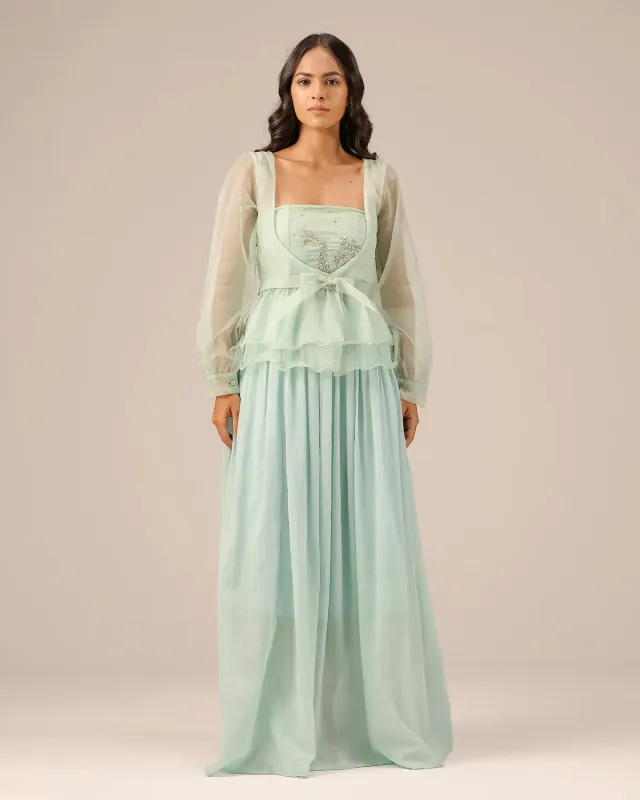 Our Dve Tropical Sorbet Flora giacca blu organza
