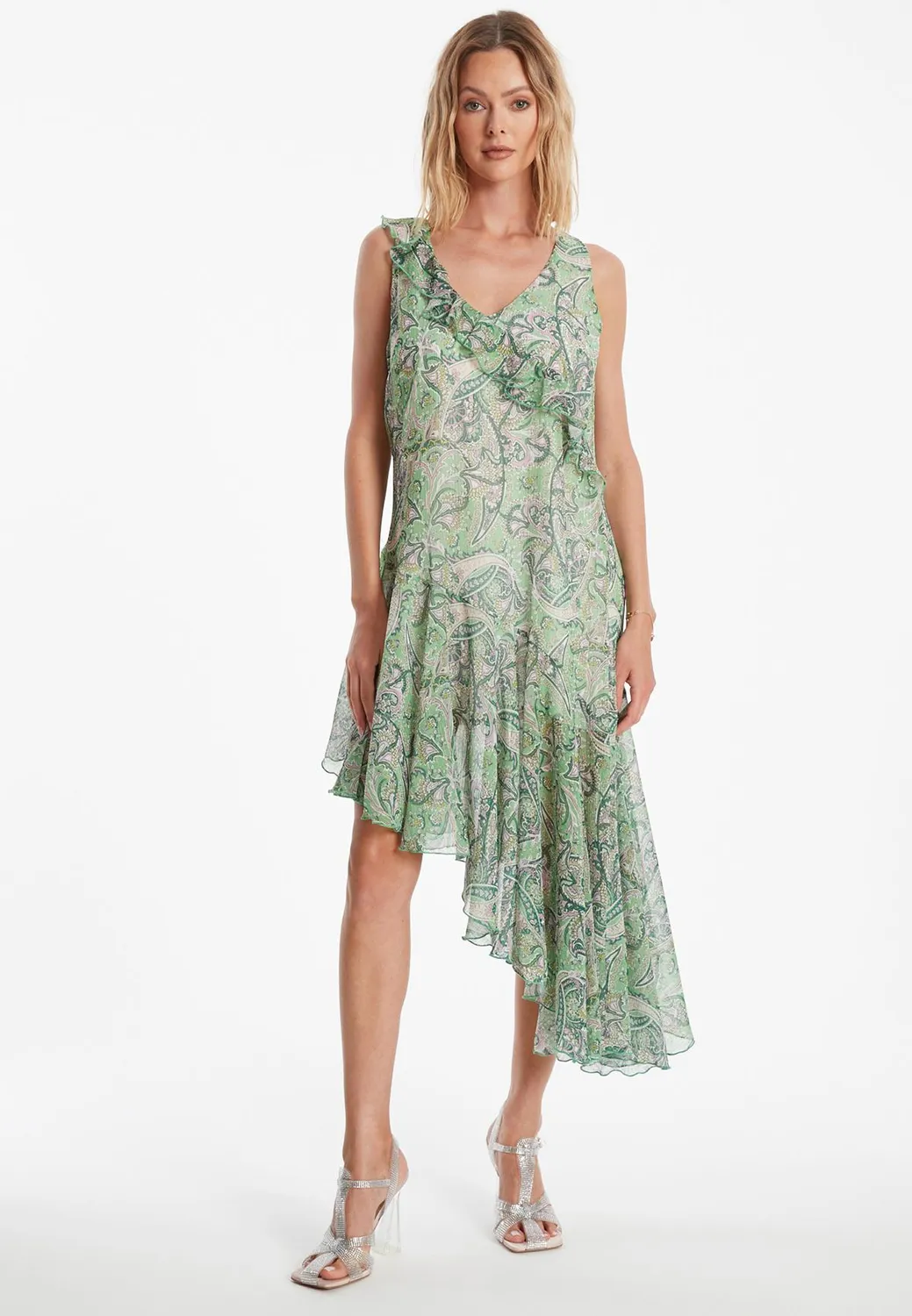 Ana Alcazar Zesara abito chiffon verde balze