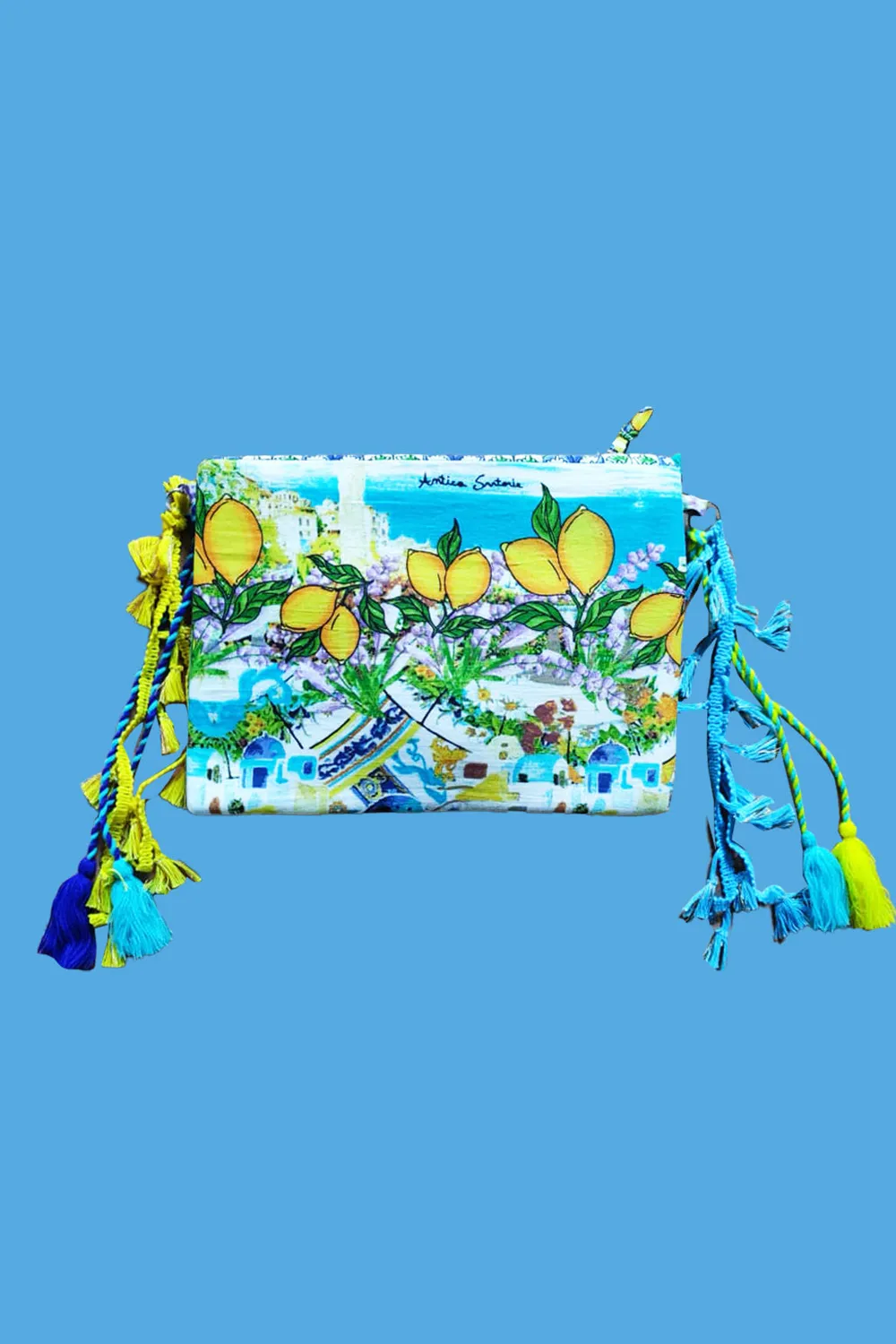 Antica Sartoria Clutch pochette fucsia floreale cotone