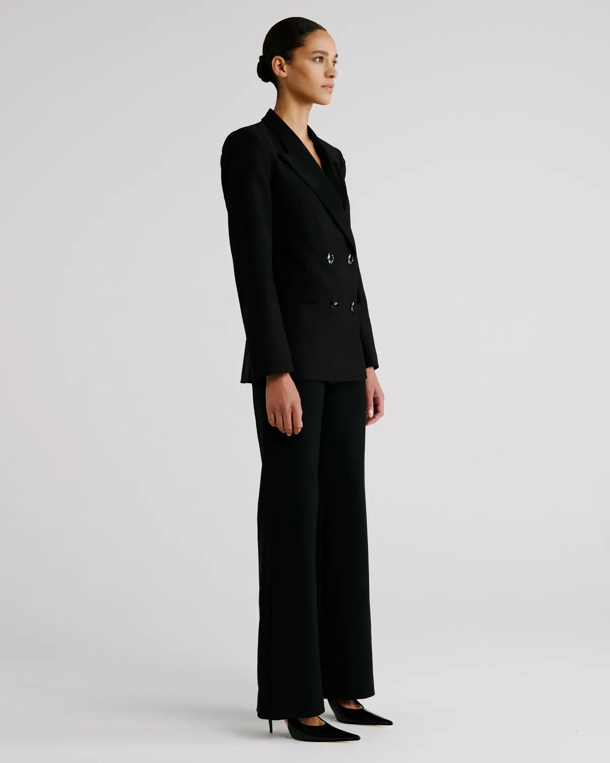 Violante Nessi Sir blazer nero lana revers satin