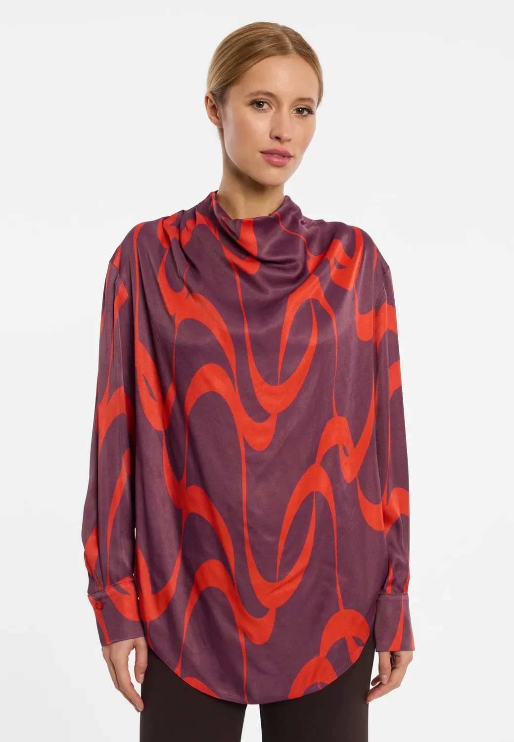 Ana Alcazar Elbonis blusa scollo drappeggiato fantasia onde