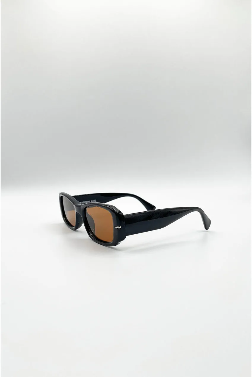 SVNX Bold Rectangle occhiali da sole marroni audaci
