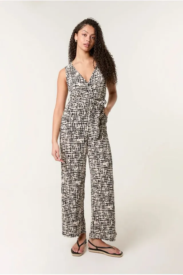 Blue Vanilla Belted jumpsuit tuta multicolore scollo V