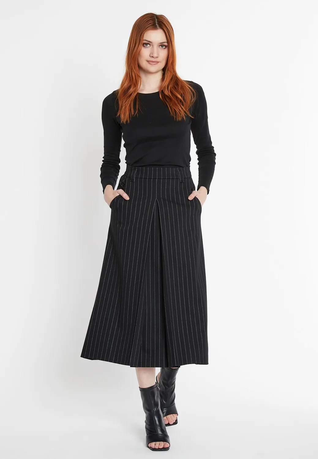 Ana Alcazar Soma gonna midi gessato jersey svasata