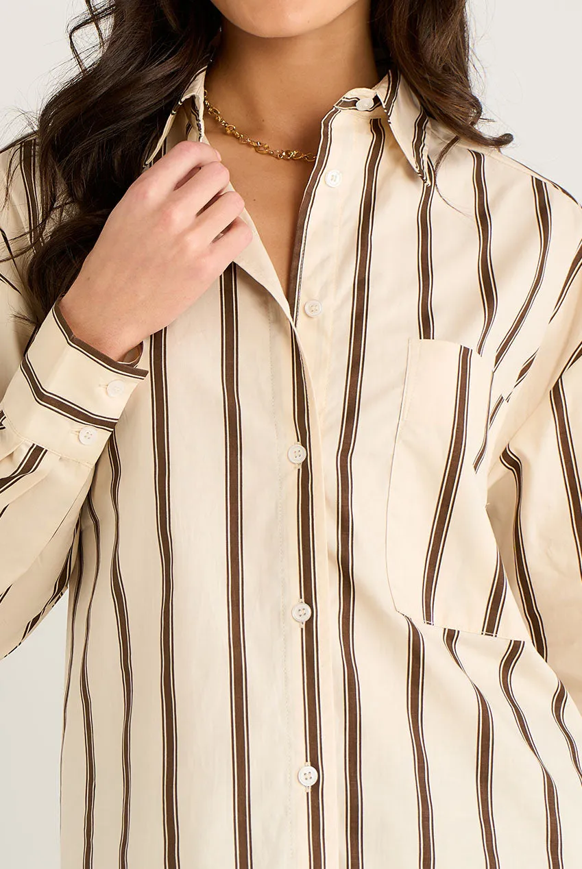 Gini London Cream Oversized camicia crema rigata