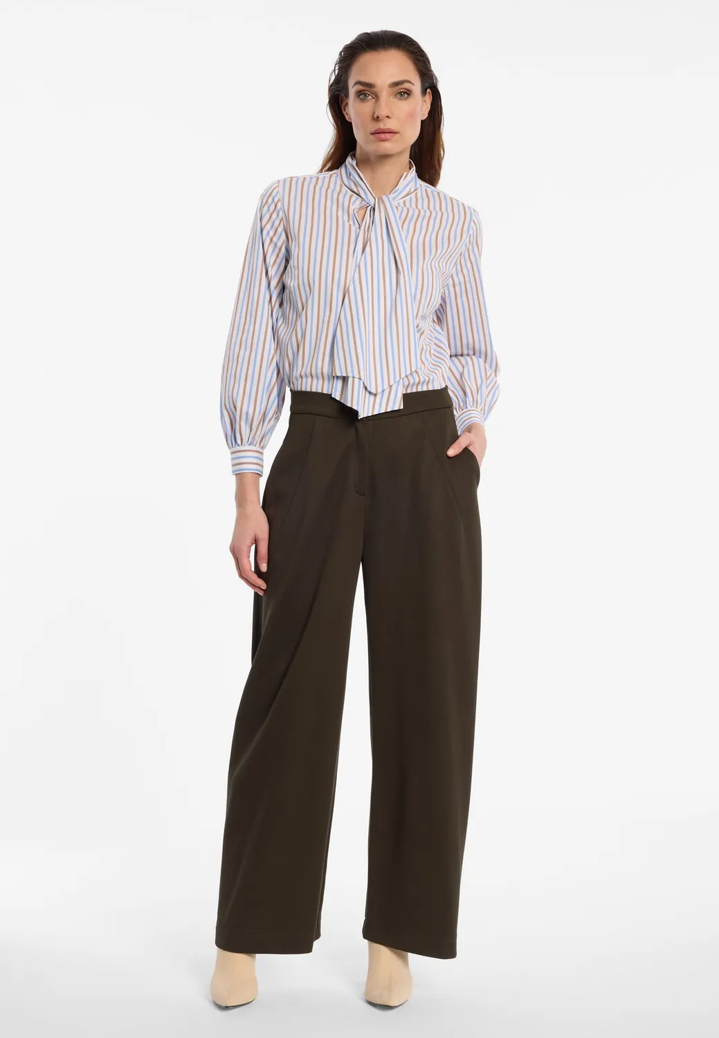 Ana Alcazar Ensensis pantaloni barrel khaki vita alta