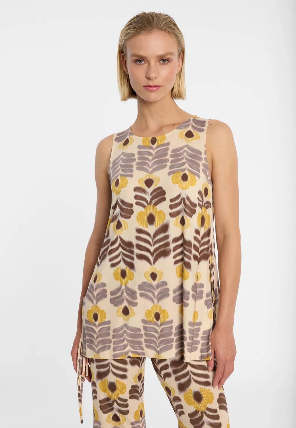 Ana Alcazar Duela top tunica jersey marrone