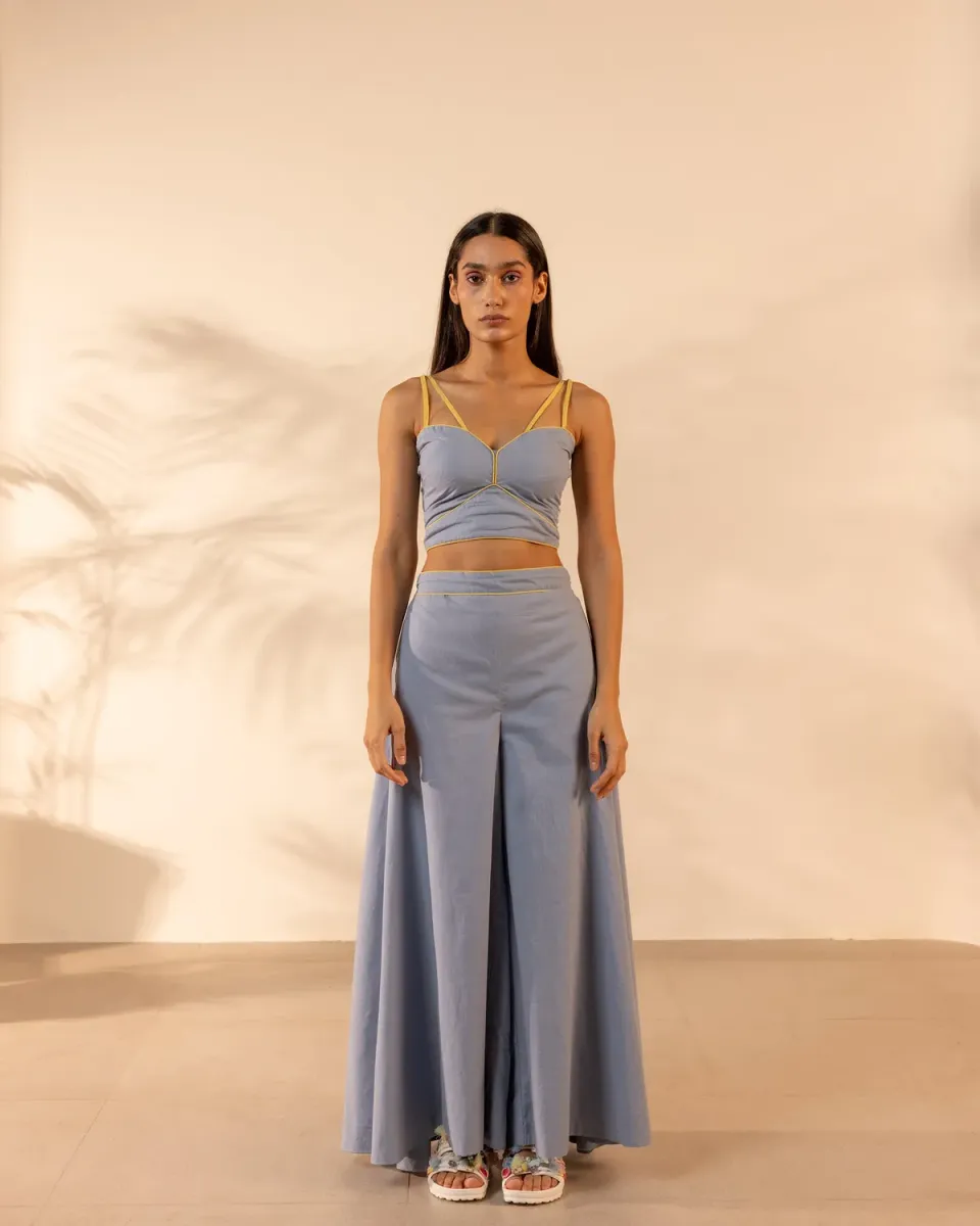 Our Dve Tangerine Zinnia Pant pantaloni azzurri cotone