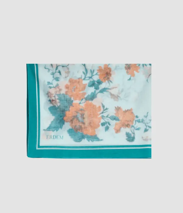 Erdem Floral pareo voile stampa papaveri blu