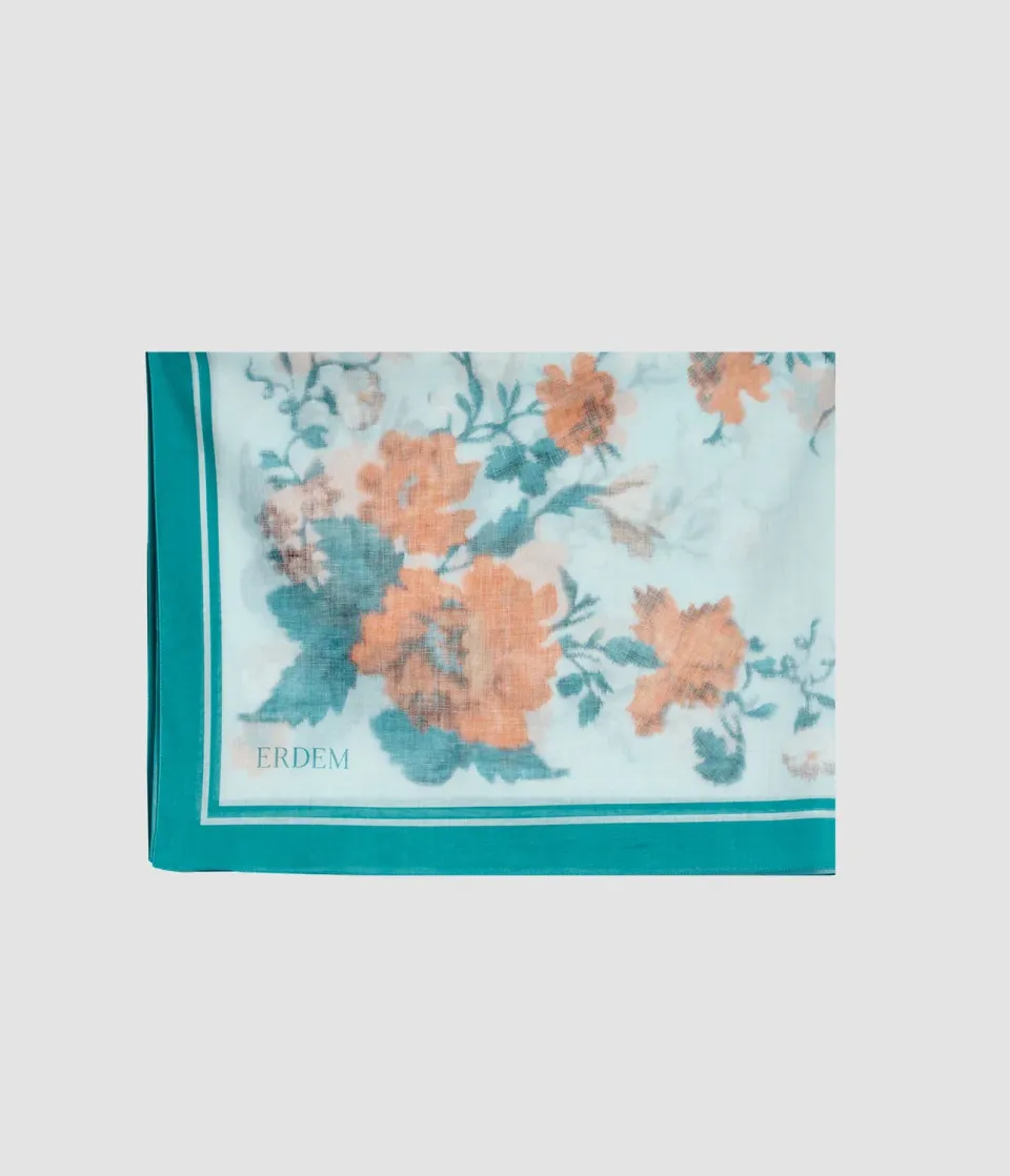 Erdem Floral pareo voile stampa papaveri blu