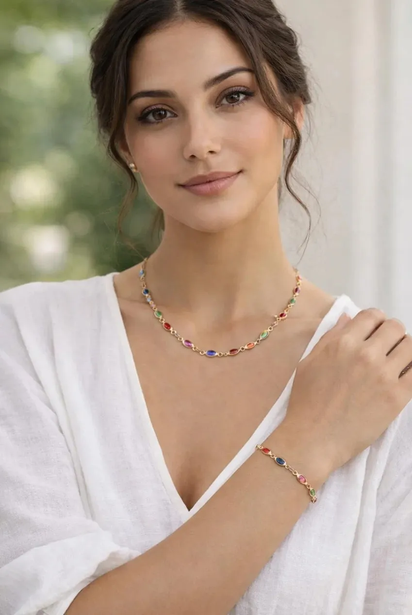 SVNX Multicolour Oval set collana bracciale multicolore