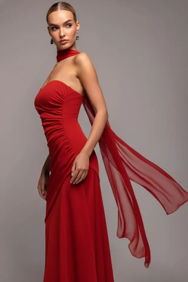 Goddiva Chiffon sciarpa rossa elegante
