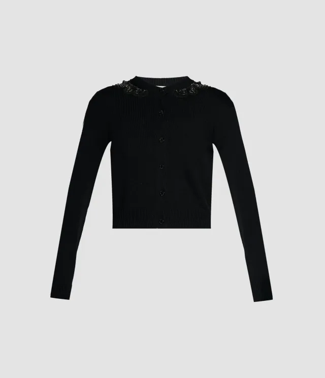 Erdem Cardigan Lana Merino Ricamato Perline