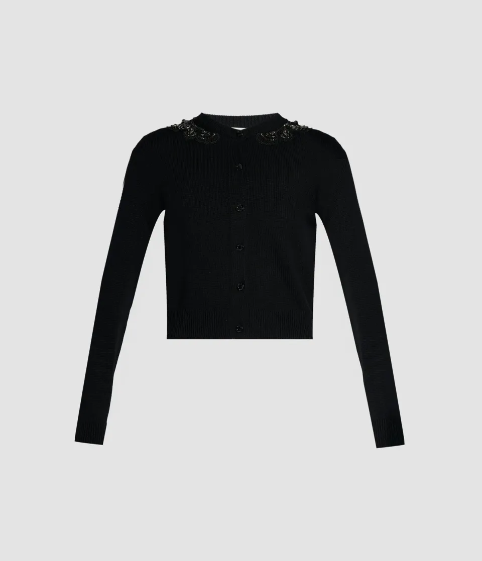 Erdem Cardigan Lana Merino Ricamato Perline