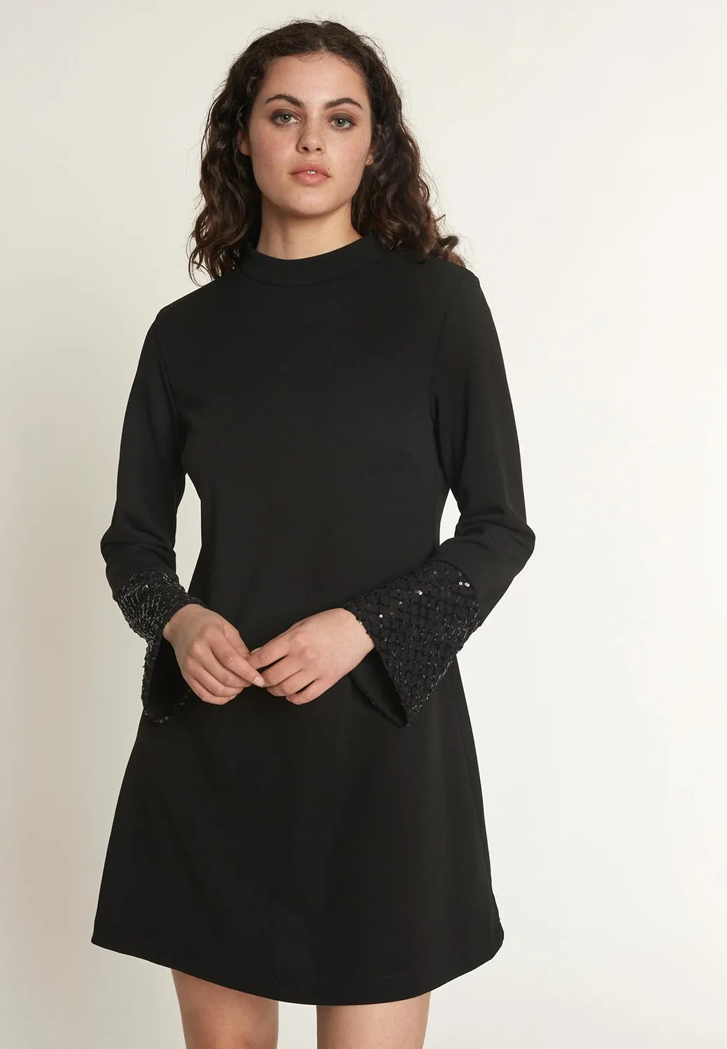 Ana Alcazar Odari abito mini nero paillettes