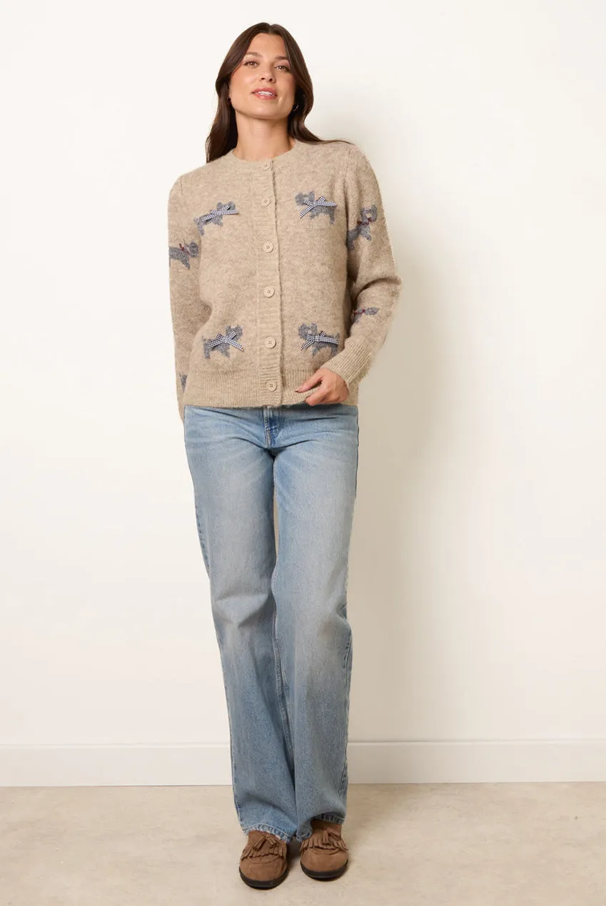 Blue Vanilla Cardigan Stone con Cane e Fiocchi