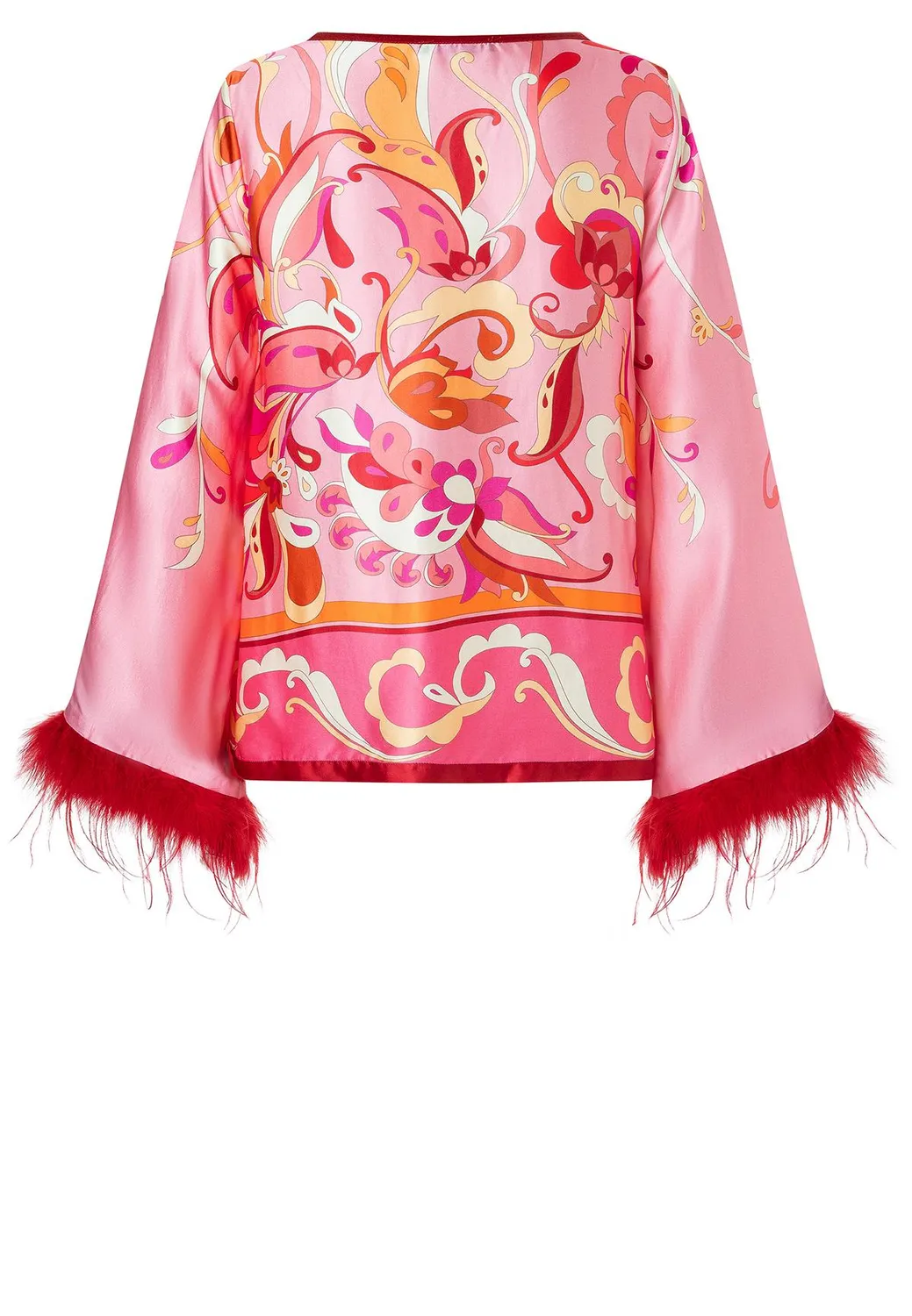 Ana Alcazar Zemmy top in raso rosa con piume