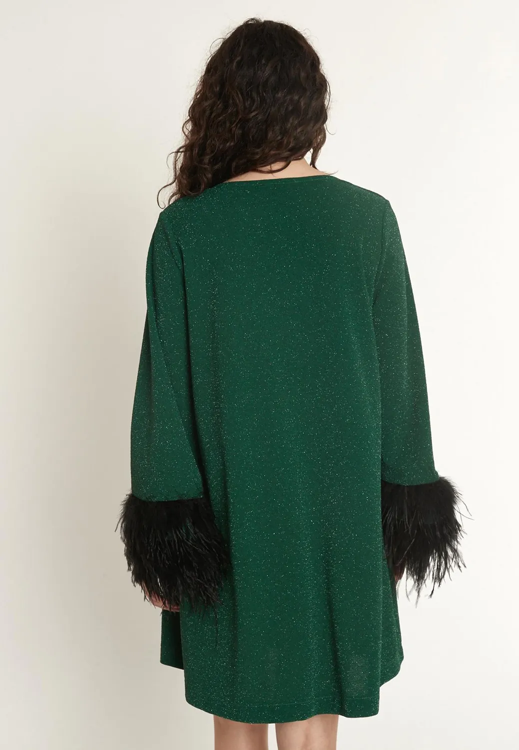 Ana Alcazar Onasa abito cocktail verde lurex