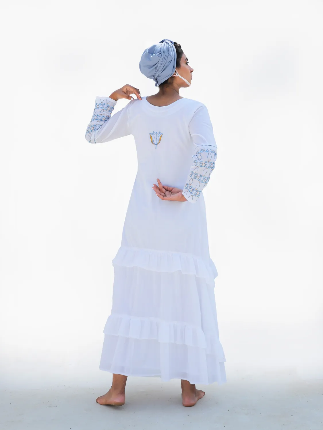 Our Dve Roza Mihr abito lungo bianco cotone