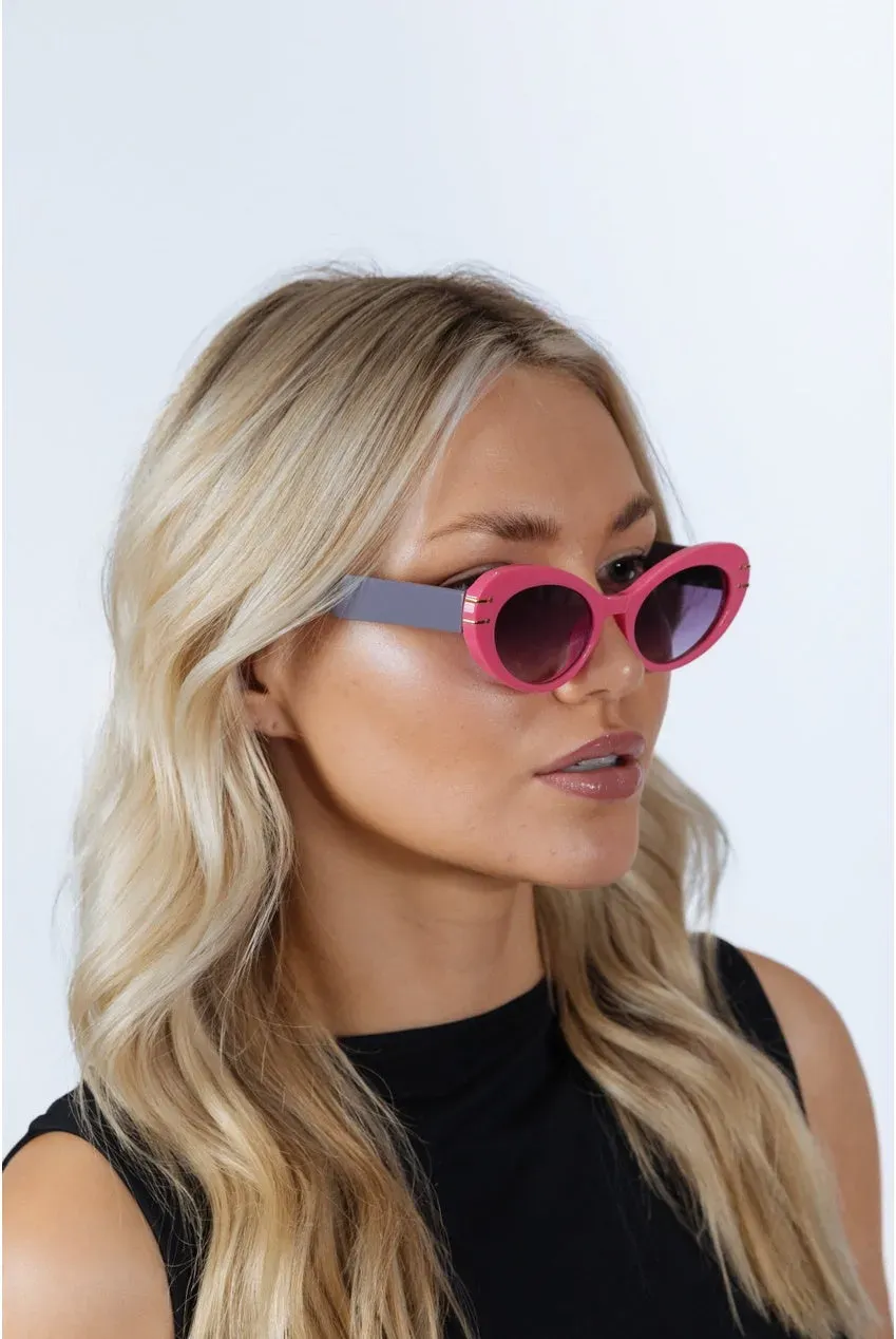 SVNX Oval Cat-Eye occhiali da sole rosa fucsia UV400