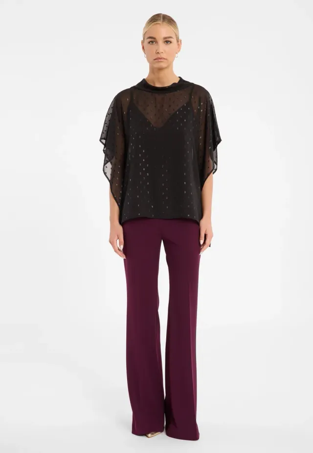 Ana Alcazar Cibini top chiffon nero glitter