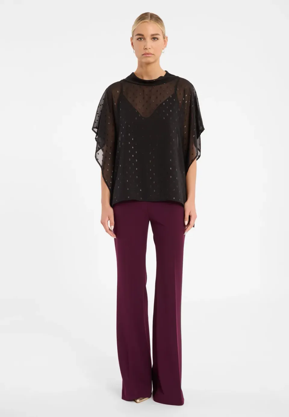 Ana Alcazar Cibini top chiffon nero glitter