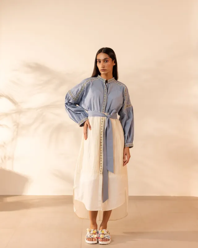 Our Dve Citrus Glow abito cotone blu beige taglia unica
