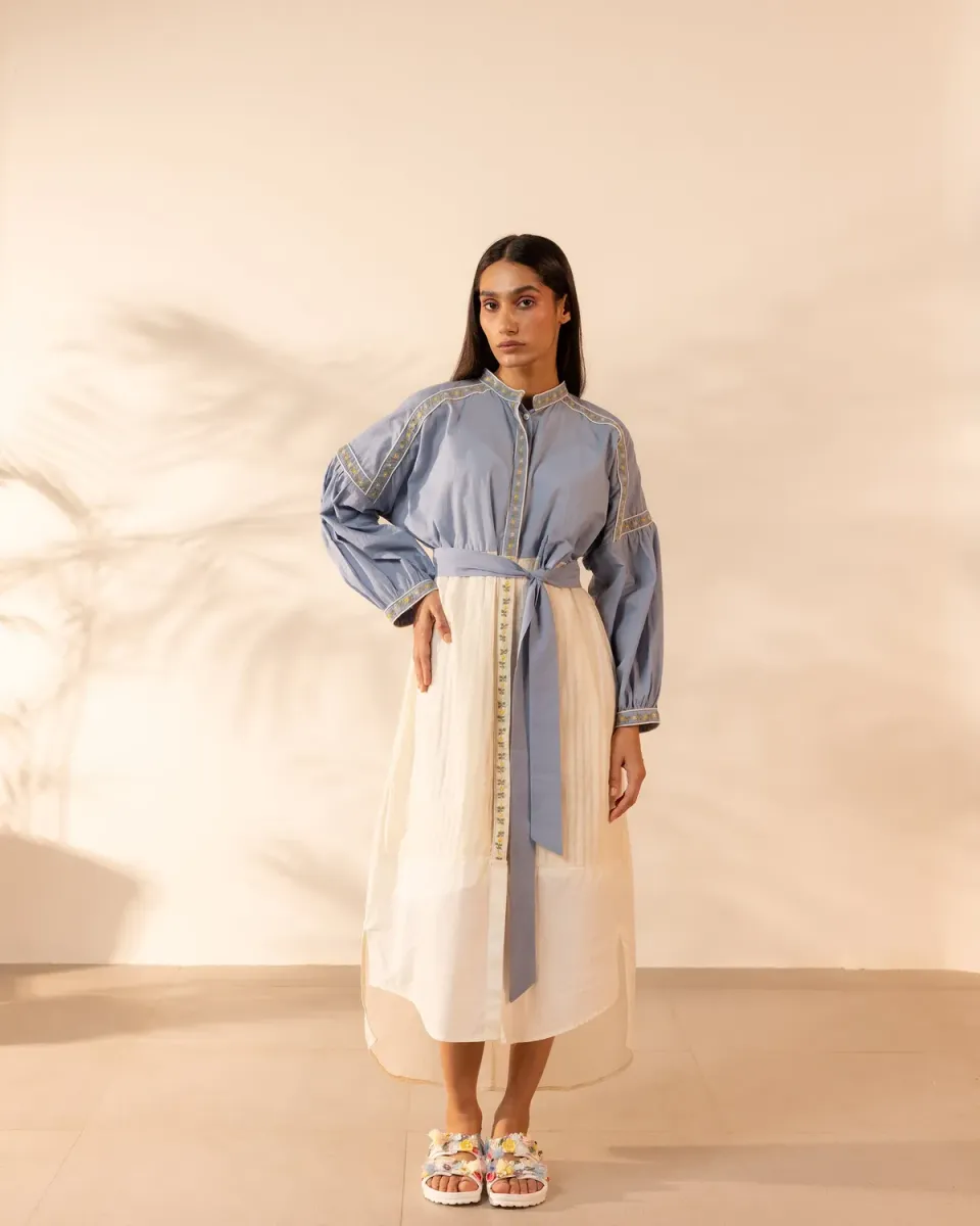 Our Dve Citrus Glow abito cotone blu beige taglia unica