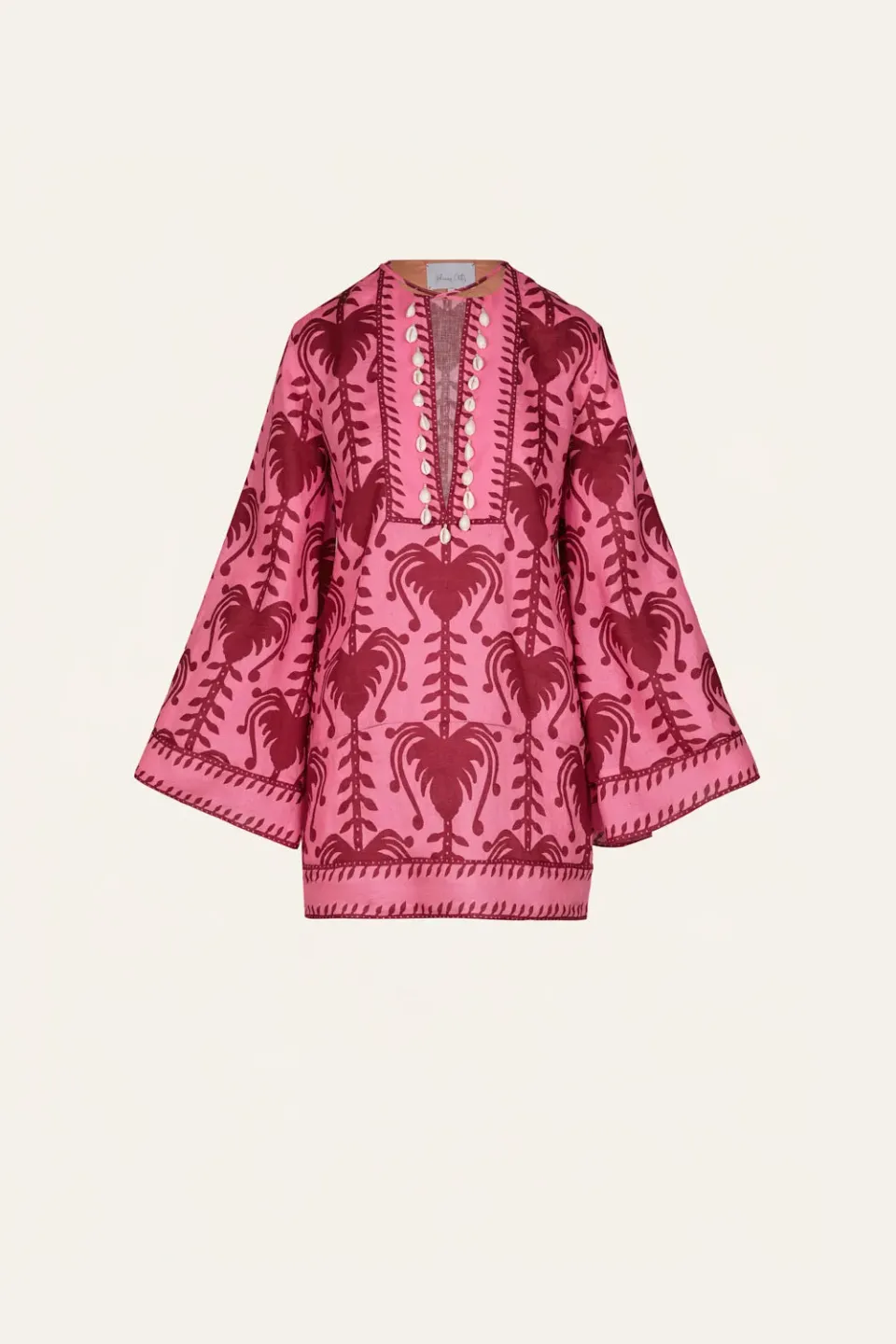 Johanna Ortiz Wild Savannah vestito lino rosa corto