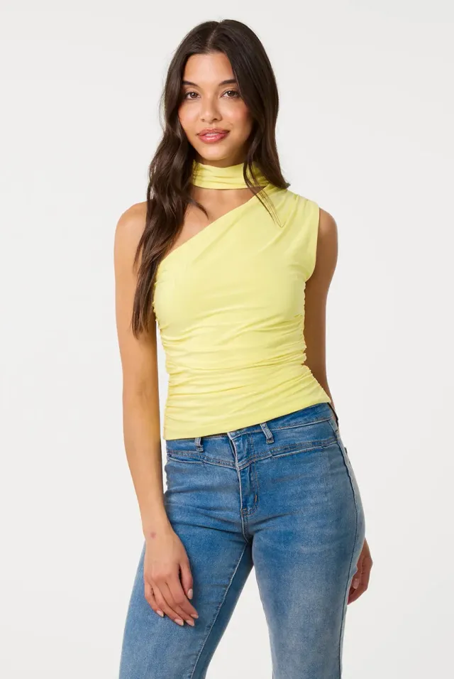 Pink Vanilla Choker Scarf Detail top limone slinky