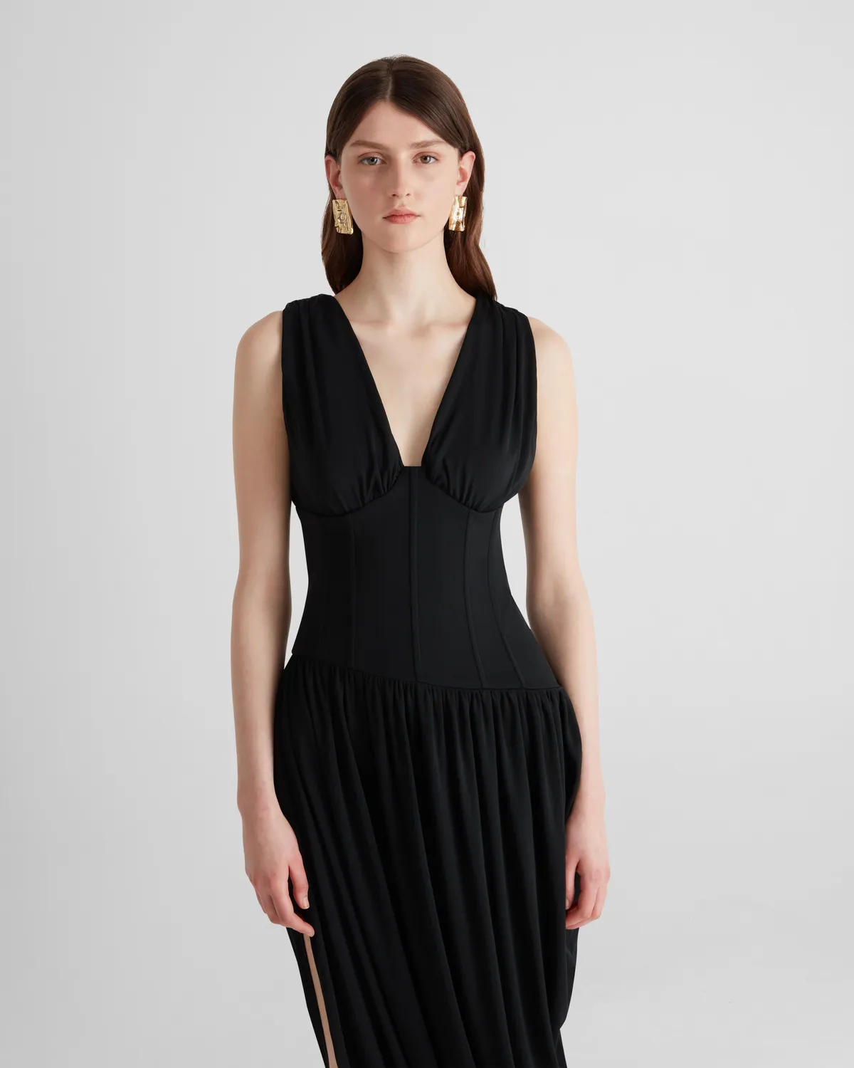 Violante Nessi Fila abito nero jersey scollo a V