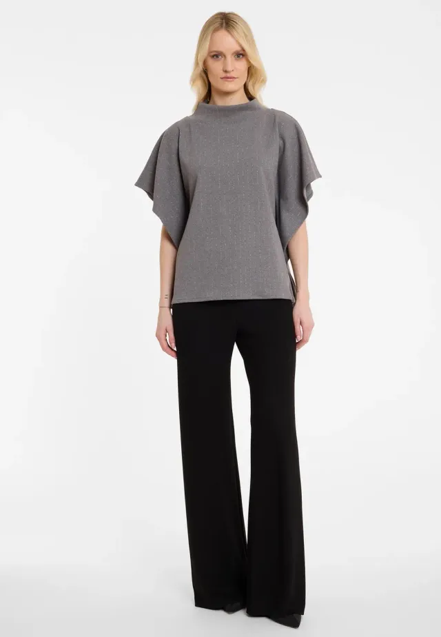 Ana Alcazar Antesa top grigio lurex gessato